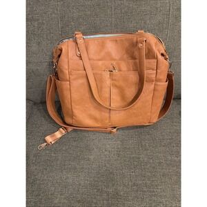 Mominside Convertible Diaper Bag Backpack Brown Vegan Leather Cooler Pockets